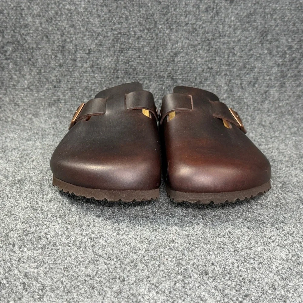 Birkenstock Boston Clog Sandals Men's 10 Habana Brown Oiled Leather Slip On Shoe